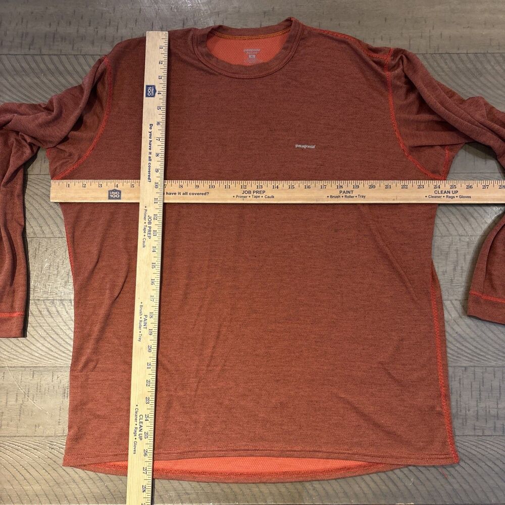 Patagonia Shirt Mens XL Orange Capilene Long Sleeve Pullover Logo Gorpcore